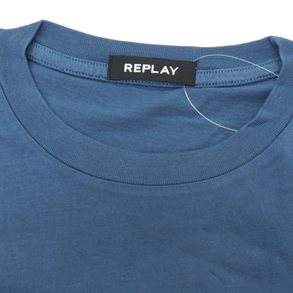 【新品】リプレイ REPLAY コットン RACING GARAGE プリント クルーネック 半袖Ｔシャツ ダルブルー【サイズS】【 状態ランクN 】【 メンズ 】