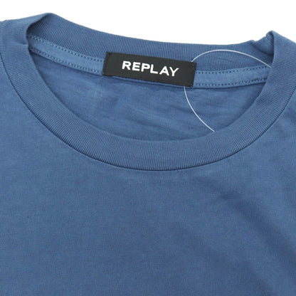 【新品アウトレット】リプレイ REPLAY コットン RACING GARAGE プリント クルーネック 半袖Ｔシャツ ダルブルー【サイズS】【 状態ランクN- 】【 メンズ 】