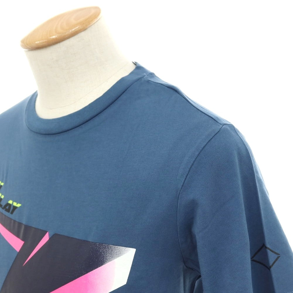 【新品】リプレイ REPLAY コットン RACING GARAGE プリント クルーネック 半袖Ｔシャツ ダルブルー【サイズS】【 状態ランクN 】【 メンズ 】