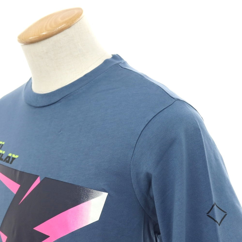 【新品アウトレット】リプレイ REPLAY コットン RACING GARAGE プリント クルーネック 半袖Ｔシャツ ダルブルー【サイズS】【 状態ランクN- 】【 メンズ 】