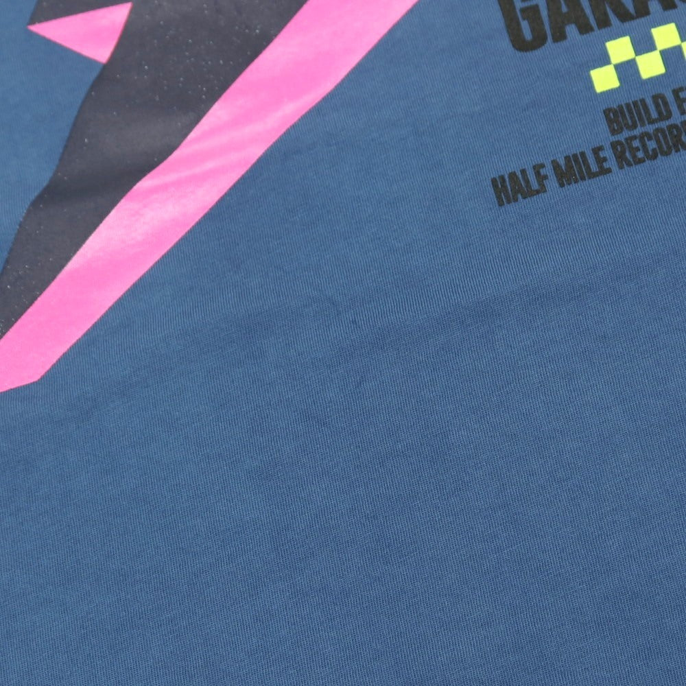 【新品アウトレット】リプレイ REPLAY コットン RACING GARAGE プリント クルーネック 半袖Ｔシャツ ダルブルー【サイズS】【 状態ランクN- 】【 メンズ 】
