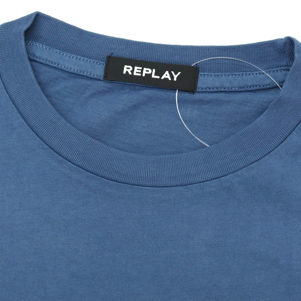 【新品】リプレイ REPLAY コットン RACING GARAGE プリント クルーネック 半袖Ｔシャツ ダルブルー【サイズS】【 状態ランクN 】【 メンズ 】