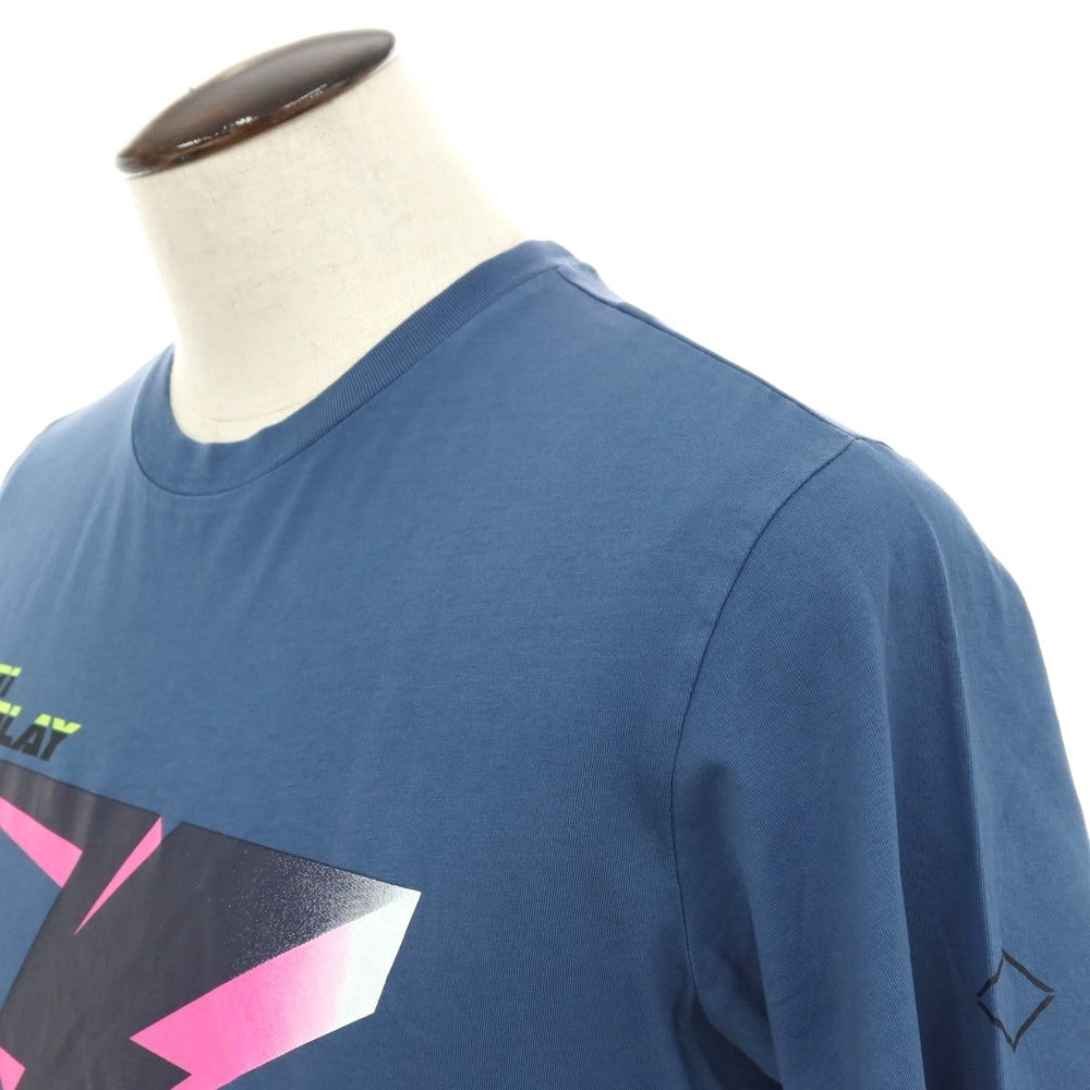 【新品アウトレット】リプレイ REPLAY コットン RACING GARAGE プリント クルーネック 半袖Ｔシャツ ダルブルー【サイズXL】【 状態ランクN- 】【 メンズ 】