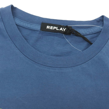 【新品アウトレット】リプレイ REPLAY コットン RACING GARAGE プリント クルーネック 半袖Ｔシャツ ダルブルー【サイズXL】【 状態ランクN- 】【 メンズ 】