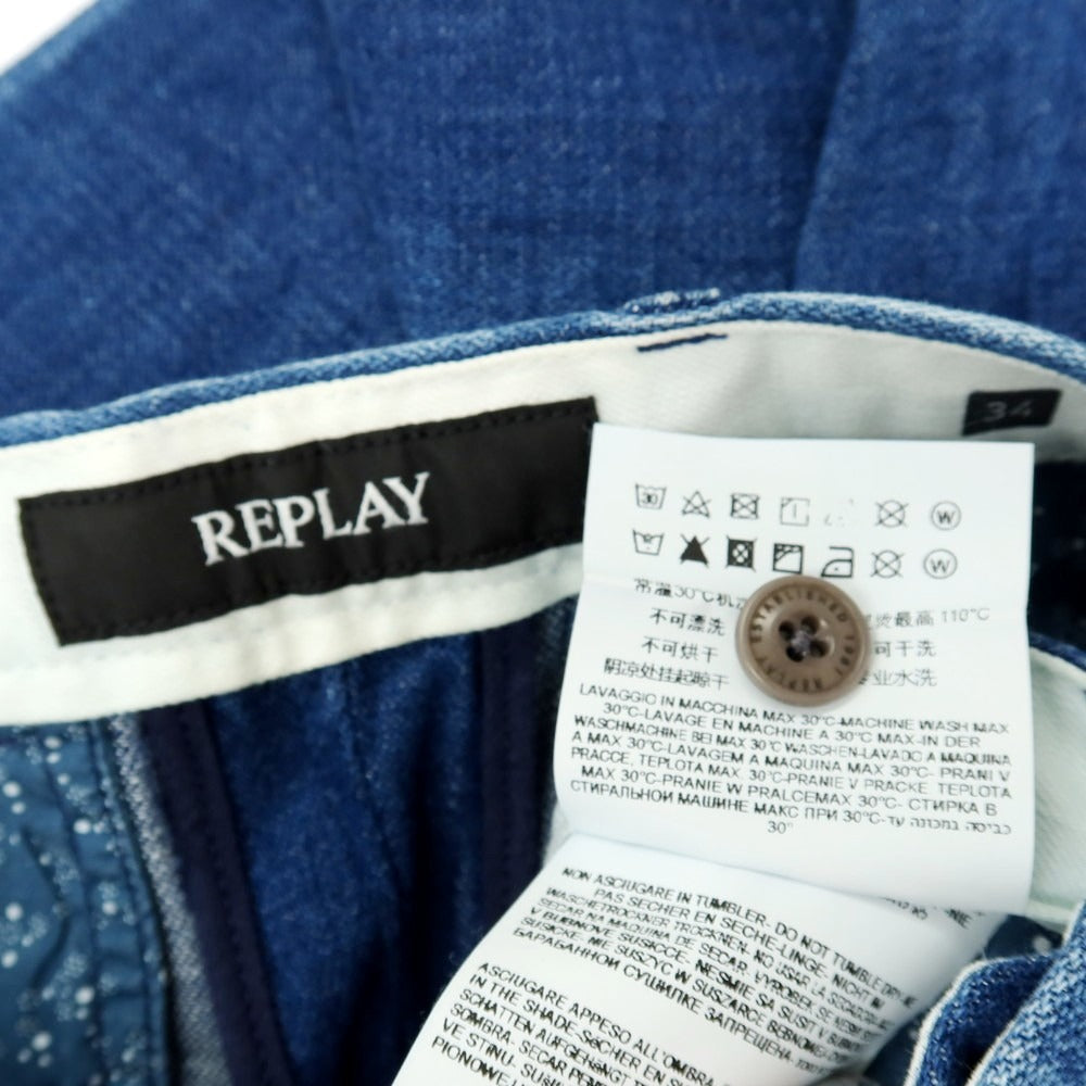 【新品アウトレット】リプレイ REPLAY コットン デニムパンツ ブルー【サイズ34】【 状態ランクN- 】【 メンズ 】