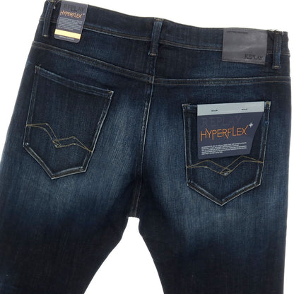 【新品】リプレイ REPLAY HYPERFLEX ストレッチ コットンポリエステル デニムパンツ ジーンズ ネイビー【サイズ34】【 状態ランクN 】【 メンズ 】