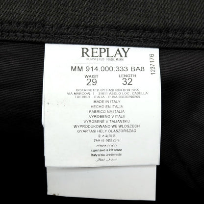 【新品アウトレット】リプレイ REPLAY ANBASS コーティング加工 コットンポリウレタン デニムパンツ ブラック【サイズ29】【 状態ランクN- 】【 メンズ 】