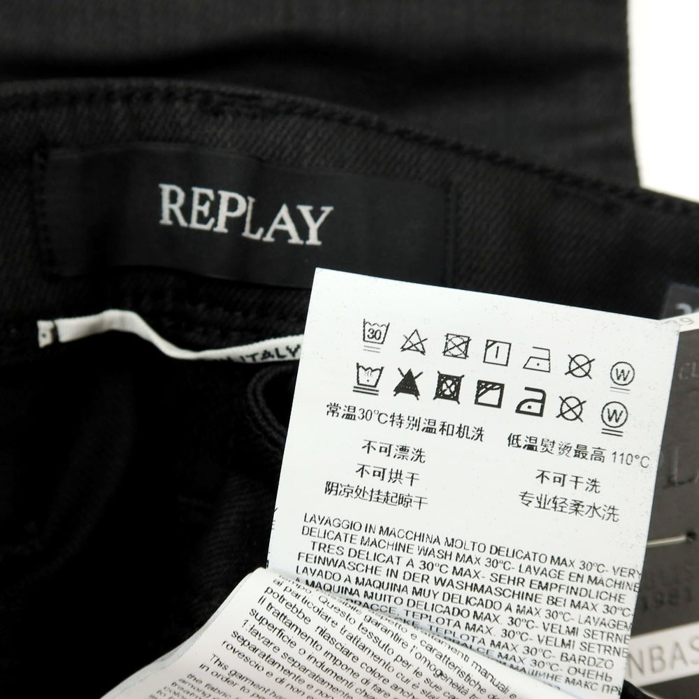 【新品アウトレット】リプレイ REPLAY ANBASS コーティング加工 コットンポリウレタン デニムパンツ ブラック【サイズ30】【 状態ランクN- 】【 メンズ 】