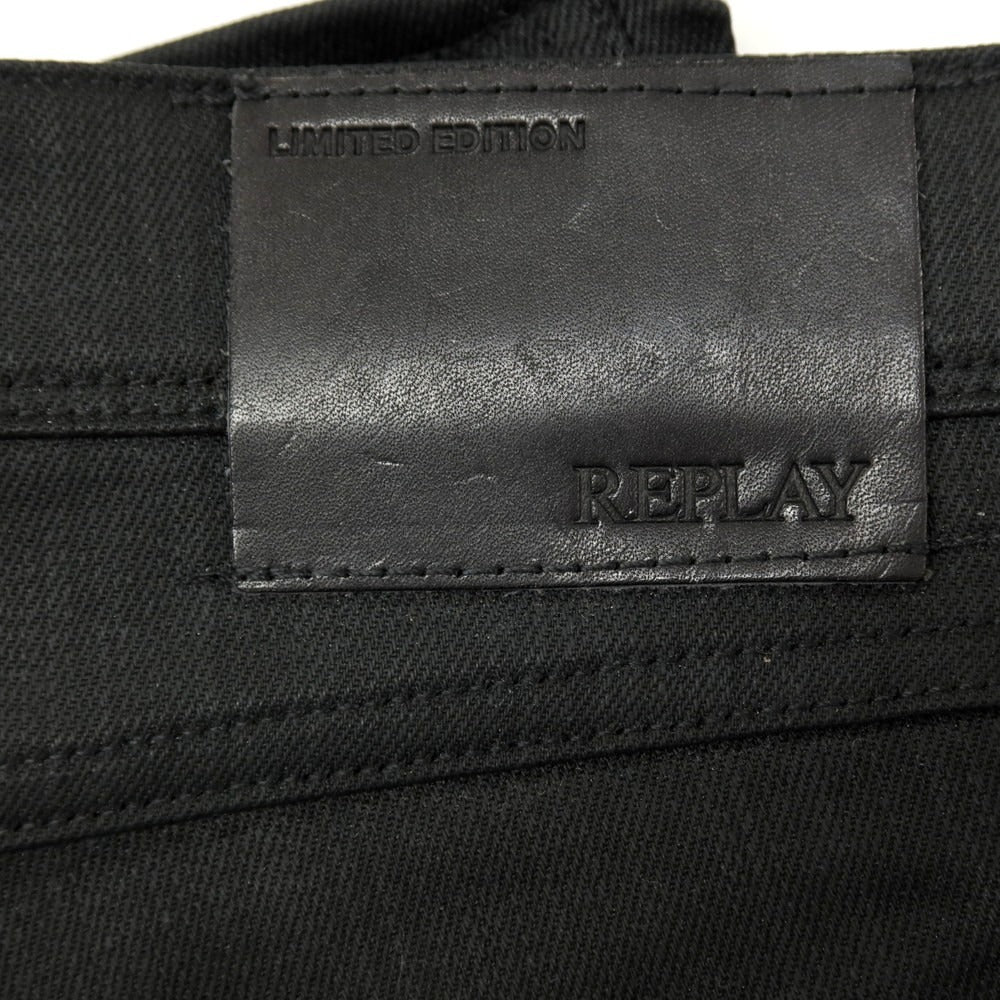 【新品アウトレット】リプレイ REPLAY ANBASS コーティング加工 コットンポリウレタン デニムパンツ ブラック【サイズ33】【 状態ランクN- 】【 メンズ 】