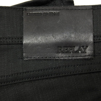 【新品アウトレット】リプレイ REPLAY ANBASS コーティング加工 コットンポリウレタン デニムパンツ ブラック【サイズ33】【 状態ランクN- 】【 メンズ 】