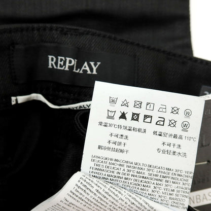【SALE50%OFF/返品不可】【新品アウトレット】リプレイ REPLAY ANBASS コーティング加工 コットンポリウレタン デニムパンツ ブラック【 サイズ34 】【 状態ランクN- 】【 メンズ 】