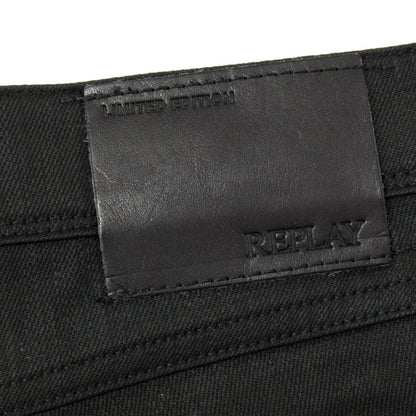 【SALE50%OFF/返品不可】【新品アウトレット】リプレイ REPLAY ANBASS コーティング加工 コットンポリウレタン デニムパンツ ブラック【 サイズ34 】【 状態ランクN- 】【 メンズ 】