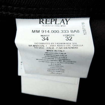 【新品アウトレット】リプレイ REPLAY ANBASS コーティング加工 コットンポリウレタン デニムパンツ ブラック【サイズ34】【 状態ランクN- 】【 メンズ 】
