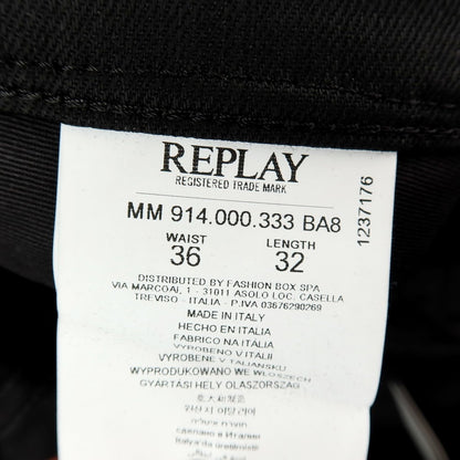 【新品アウトレット】リプレイ REPLAY ANBASS コーティング加工 コットンポリウレタン デニムパンツ ブラック【サイズ36】【 状態ランクN- 】【 メンズ 】
