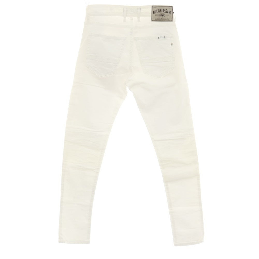 【SALE50%OFF/返品不可】【新品アウトレット】リプレイ REPLAY JOHNFRUS クラッシュ＆リペア加工 コットンポリウレタン デニムパンツ ホワイト【 サイズ27 】【 状態ランクN- 】【 メンズ 】