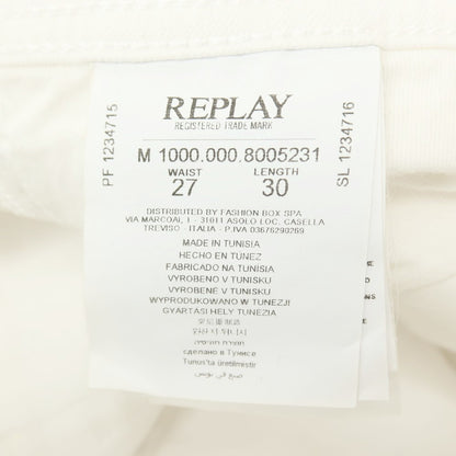【SALE50%OFF/返品不可】【新品アウトレット】リプレイ REPLAY JOHNFRUS クラッシュ＆リペア加工 コットンポリウレタン デニムパンツ ホワイト【 サイズ27 】【 状態ランクN- 】【 メンズ 】