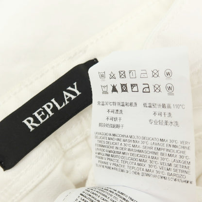 【SALE50%OFF/返品不可】【新品アウトレット】リプレイ REPLAY JOHNFRUS クラッシュ＆リペア加工 コットンポリウレタン デニムパンツ ホワイト【 サイズ27 】【 状態ランクN- 】【 メンズ 】