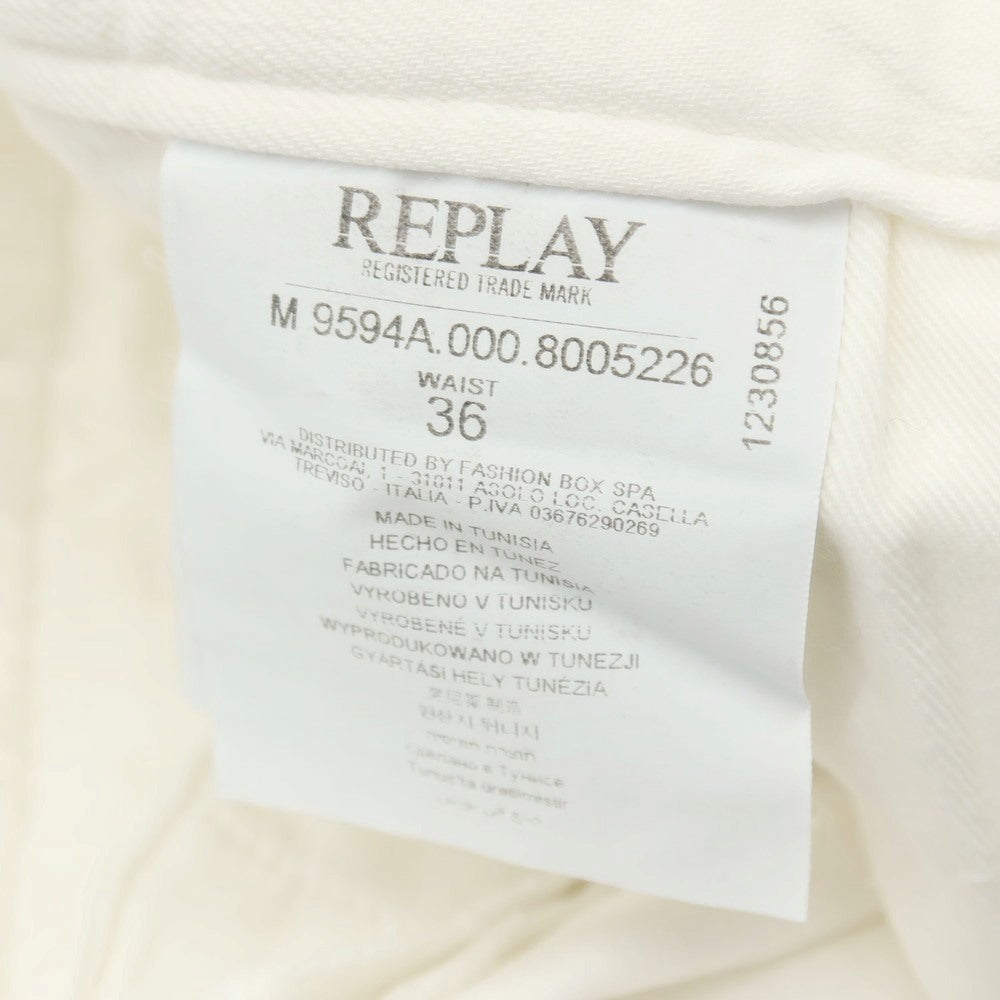 【SALE30%OFF/返品不可】【新品】リプレイ REPLAY クラッシュ＆リペア加工 ストレッチ コットン カジュアルスラックスパンツ ホワイト【 サイズ36 】【 状態ランクN 】【 メンズ 】