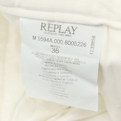 【SALE30%OFF/返品不可】【新品】リプレイ REPLAY クラッシュ＆リペア加工 ストレッチ コットン カジュアルスラックスパンツ ホワイト【 サイズ36 】【 状態ランクN 】【 メンズ 】