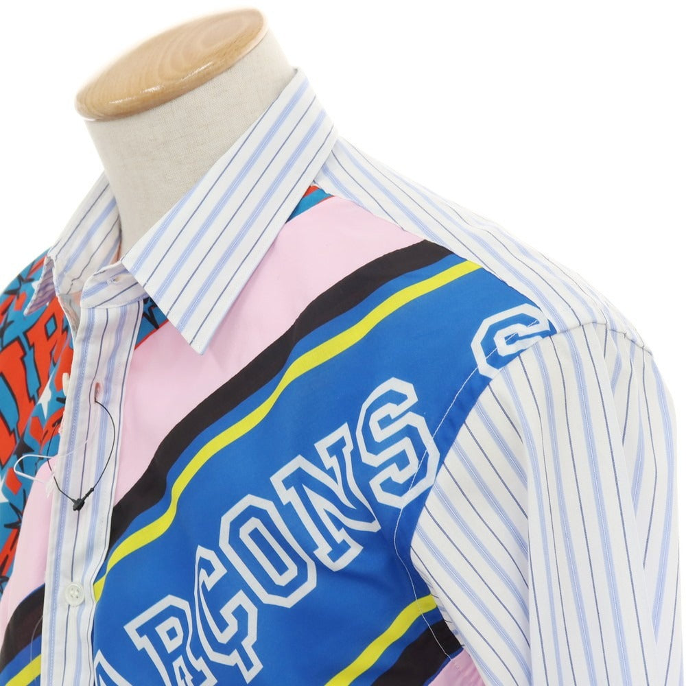 【中古】コムデギャルソンシャツ COMME des GARCONS SHIRT 2025年秋冬 Football Scarf Shirt ストライプ ロングシャツ ホワイトxブルー【サイズS】【 状態ランクA 】【 メンズ 】