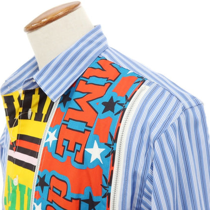 【中古】コムデギャルソンシャツ COMME des GARCONS SHIRT 2025年秋冬 Zip Football Scarf Shirt ストライプ カジュアルシャツ ブルーxホワイト【サイズM】【 状態ランクA 】【 メンズ 】