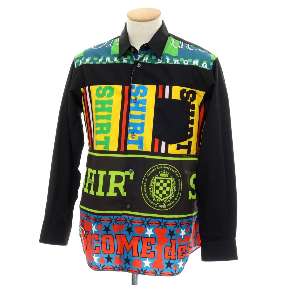 【中古】コムデギャルソンシャツ COMME des GARCONS SHIRT 2025年秋冬 Football Scarf Shirt レギュラーカラー カジュアルシャツ ブラックxマルチカラー【サイズS】【 状態ランクA 】【 メンズ 】