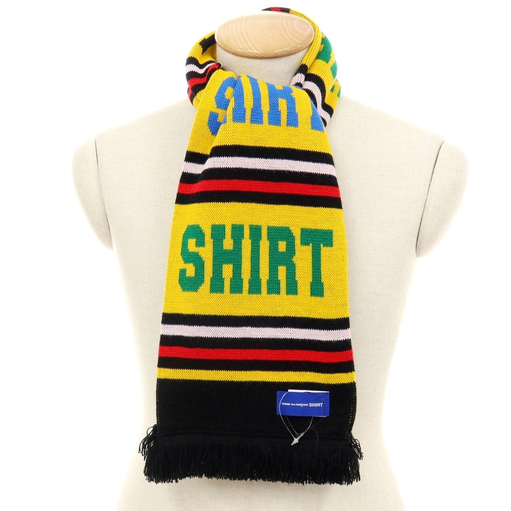 【中古】コムデギャルソンシャツ COMME des GARCONS SHIRT 2025年秋冬 アクリル ニット ジャカード フットボール マフラー イエローxマルチカラー【 状態ランクA 】【 メンズ 】