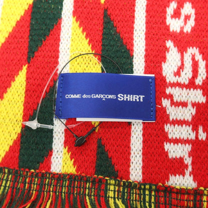 【中古】コムデギャルソンシャツ COMME des GARCONS SHIRT 2025年秋冬 アクリル ニット ジャカード フットボール マフラー レッドxマルチカラー【 状態ランクA 】【 メンズ 】