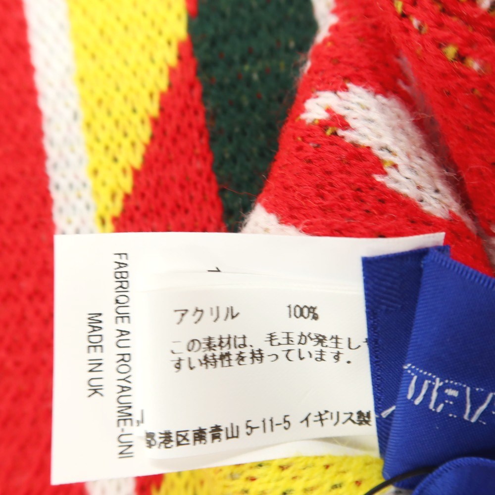 【中古】コムデギャルソンシャツ COMME des GARCONS SHIRT 2025年秋冬 アクリル ニット ジャカード フットボール マフラー レッドxマルチカラー【 状態ランクA 】【 メンズ 】