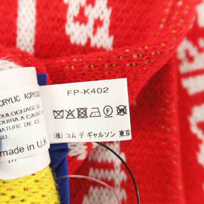 【中古】コムデギャルソンシャツ COMME des GARCONS SHIRT 2025年秋冬 アクリル ニット ジャカード フットボール マフラー レッドxマルチカラー【 状態ランクA 】【 メンズ 】
