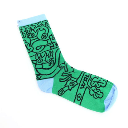 【中古】【未使用】ウォルターヴァンベイレンドンク Walter Van Beirendonck NEW EYES Socks ソックス 靴下 グリーンxブルー【サイズL】【 状態ランクS 】【 メンズ 】