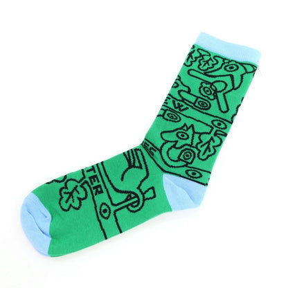 【中古】【未使用】ウォルターヴァンベイレンドンク Walter Van Beirendonck NEW EYES Socks ソックス 靴下 グリーンxブルー【サイズL】【 状態ランクS 】【 メンズ 】