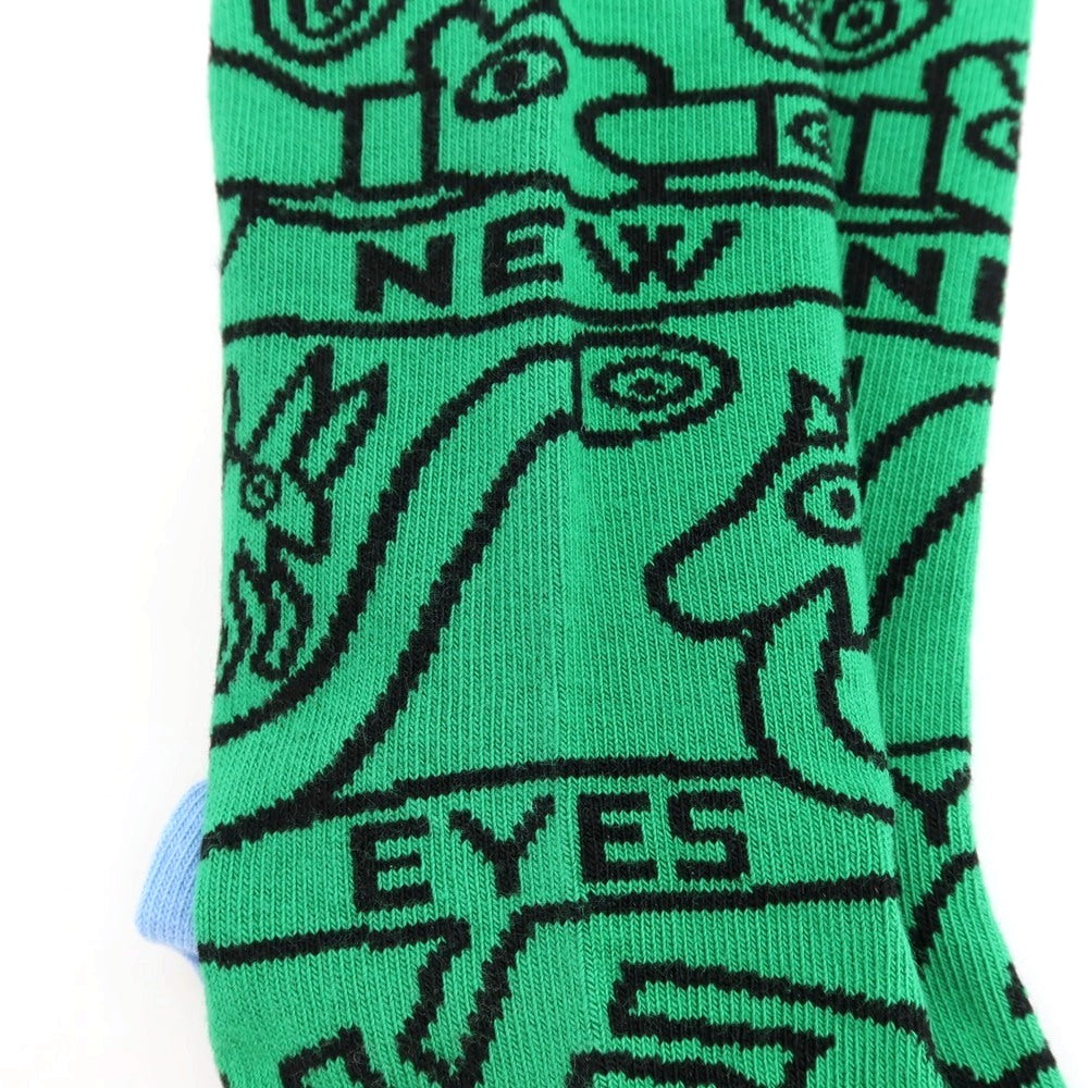 【中古】【未使用】ウォルターヴァンベイレンドンク Walter Van Beirendonck NEW EYES Socks ソックス 靴下 グリーンxブルー【サイズL】【 状態ランクS 】【 メンズ 】