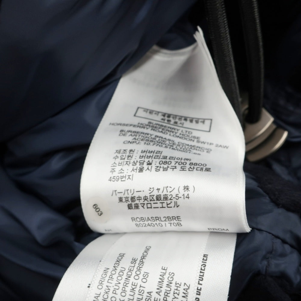 【中古】バーバリーロンドン BURBERRY LONDON カシミヤ 中綿入り フーデッドコート ネイビー【サイズS（180）】【 状態ランクC 】【 メンズ 】