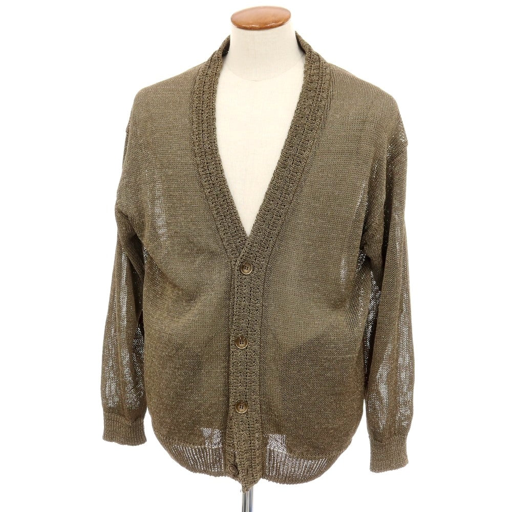【中古】ジム gim レーヨン美濃和紙 ニット カーディガン カーキブラウン系【サイズ2】【 状態ランクB 】【 メンズ 】