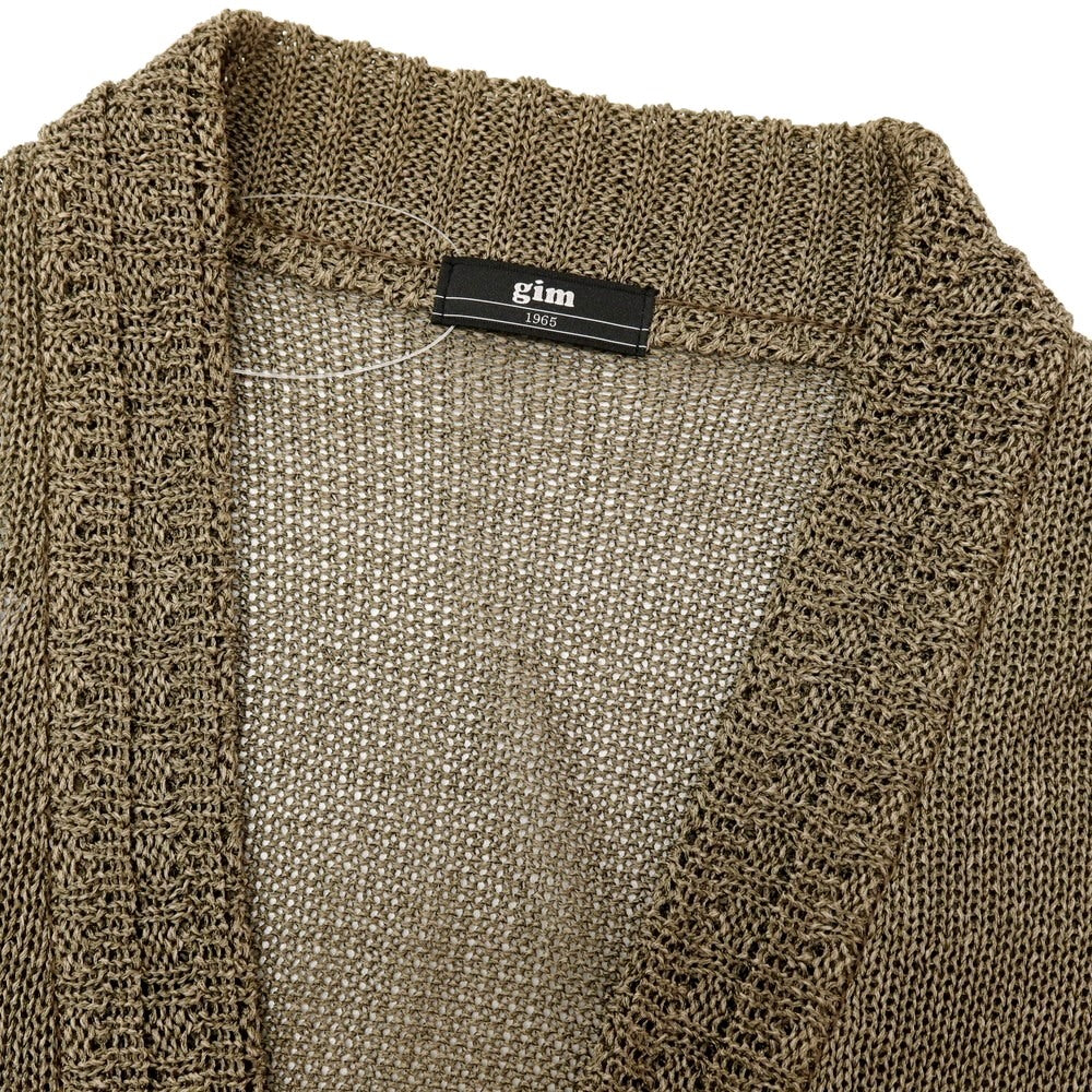 【中古】ジム gim レーヨン美濃和紙 ニット カーディガン カーキブラウン系【サイズ2】【 状態ランクB 】【 メンズ 】
