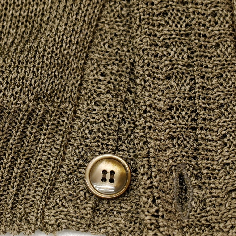 【中古】ジム gim レーヨン美濃和紙 ニット カーディガン カーキブラウン系【サイズ2】【 状態ランクB 】【 メンズ 】