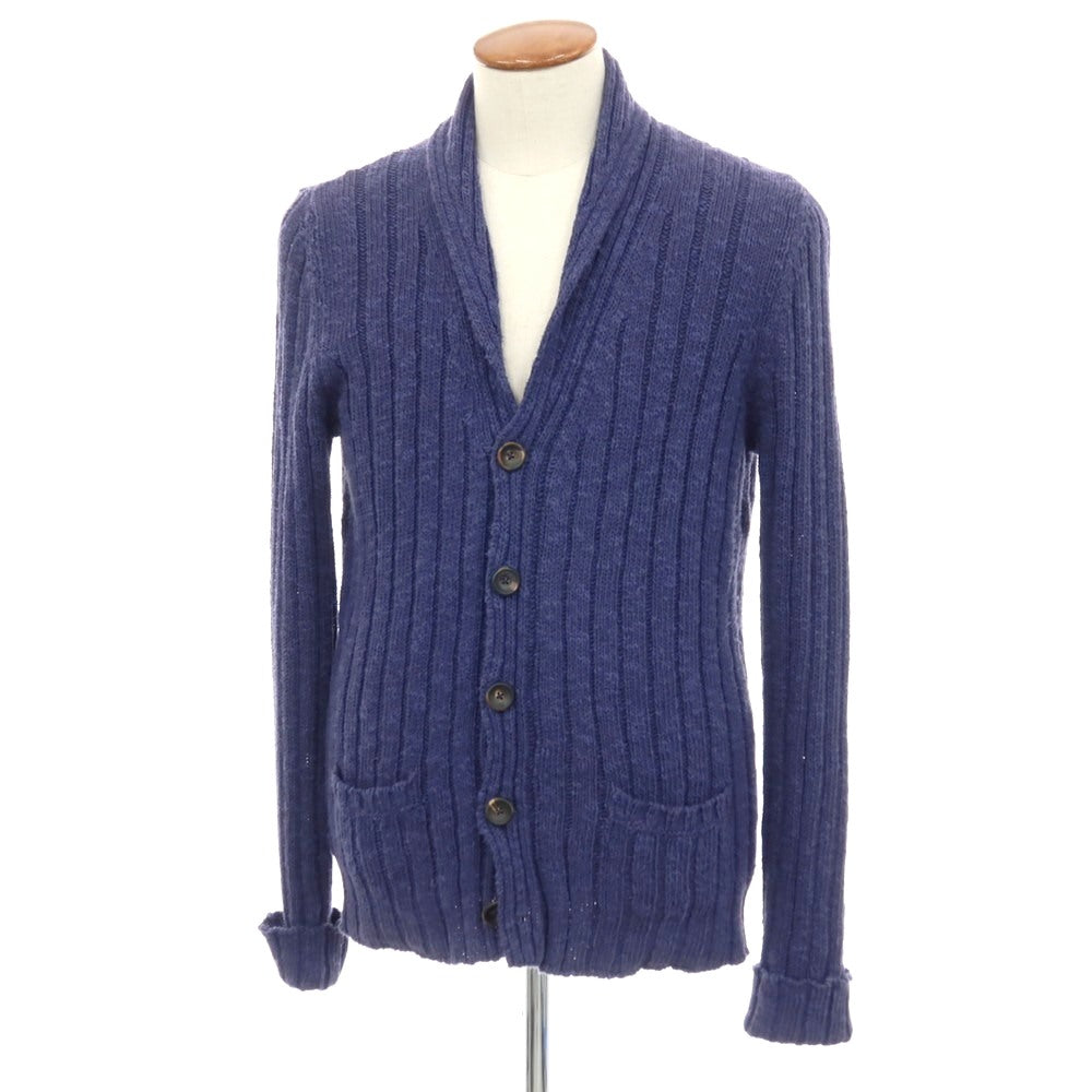 【中古】ドルモア DRUMOHR コットンリネン ショールカラー カーディガン ネイビー【サイズ48】【 状態ランクC 】【 メンズ 】