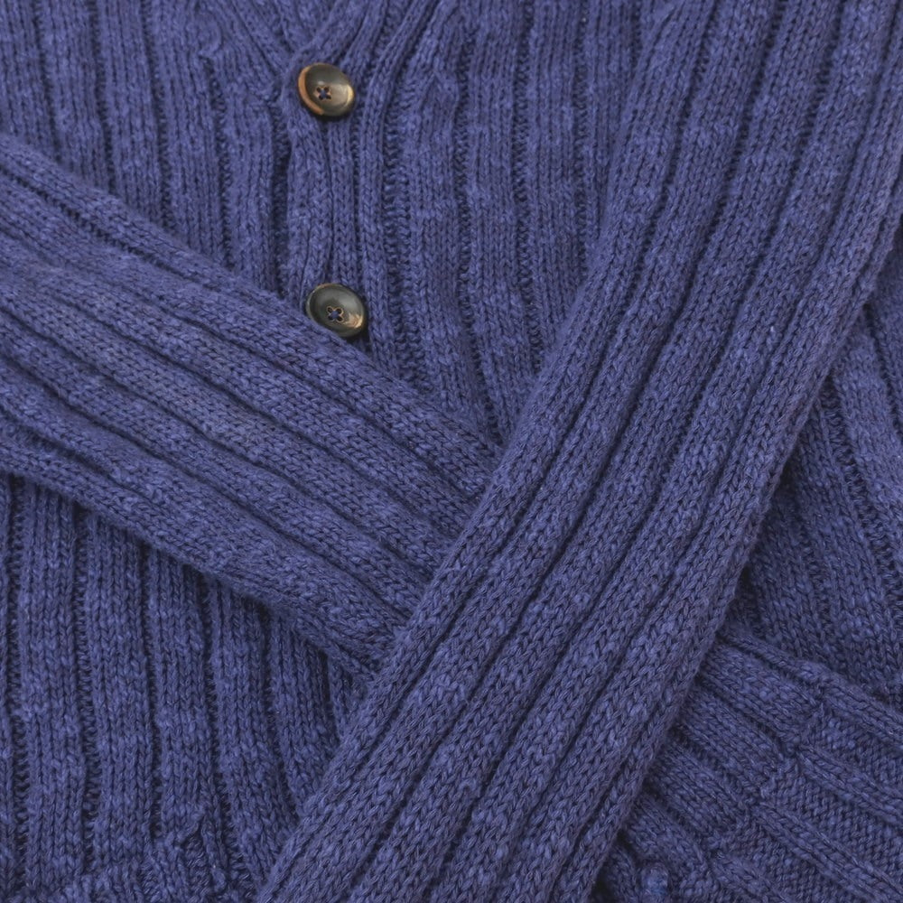 【中古】ドルモア DRUMOHR コットンリネン ショールカラー カーディガン ネイビー【サイズ48】【 状態ランクC 】【 メンズ 】