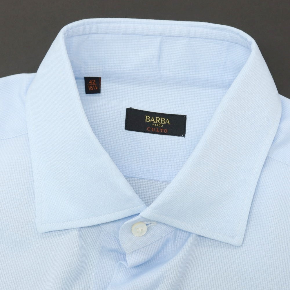 【中古】バルバ BARBA CULTO コットン セミワイドカラー ドレスシャツ ブルー【サイズ42】【 状態ランクC 】【 メンズ 】