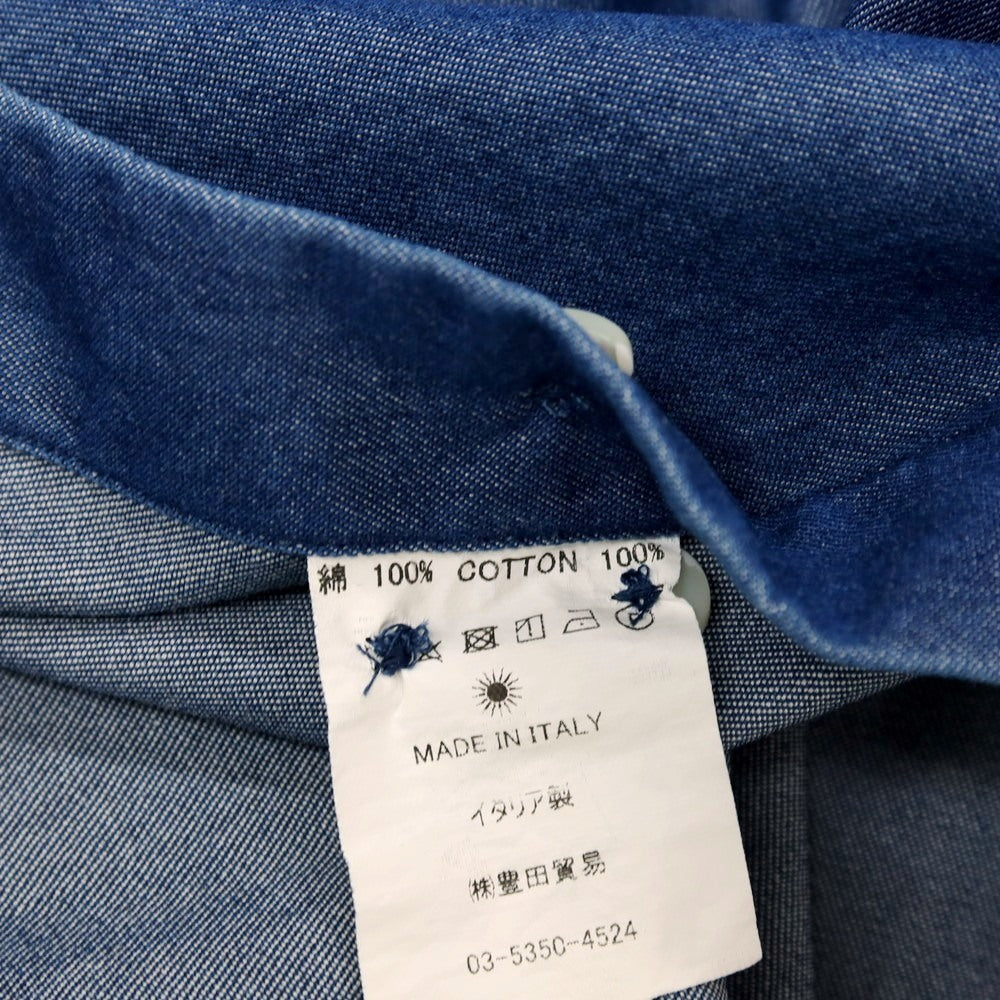 【中古】ジャンネット giannetto コットン ホリゾンタルカラー カジュアルシャツ ネイビー【サイズ43】【 状態ランクB 】【 メンズ 】