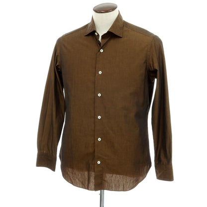 【中古】ジャンネット giannetto コットン ワイドカラー カジュアルシャツ ブラウン【サイズ42】【 状態ランクB 】【 メンズ 】
