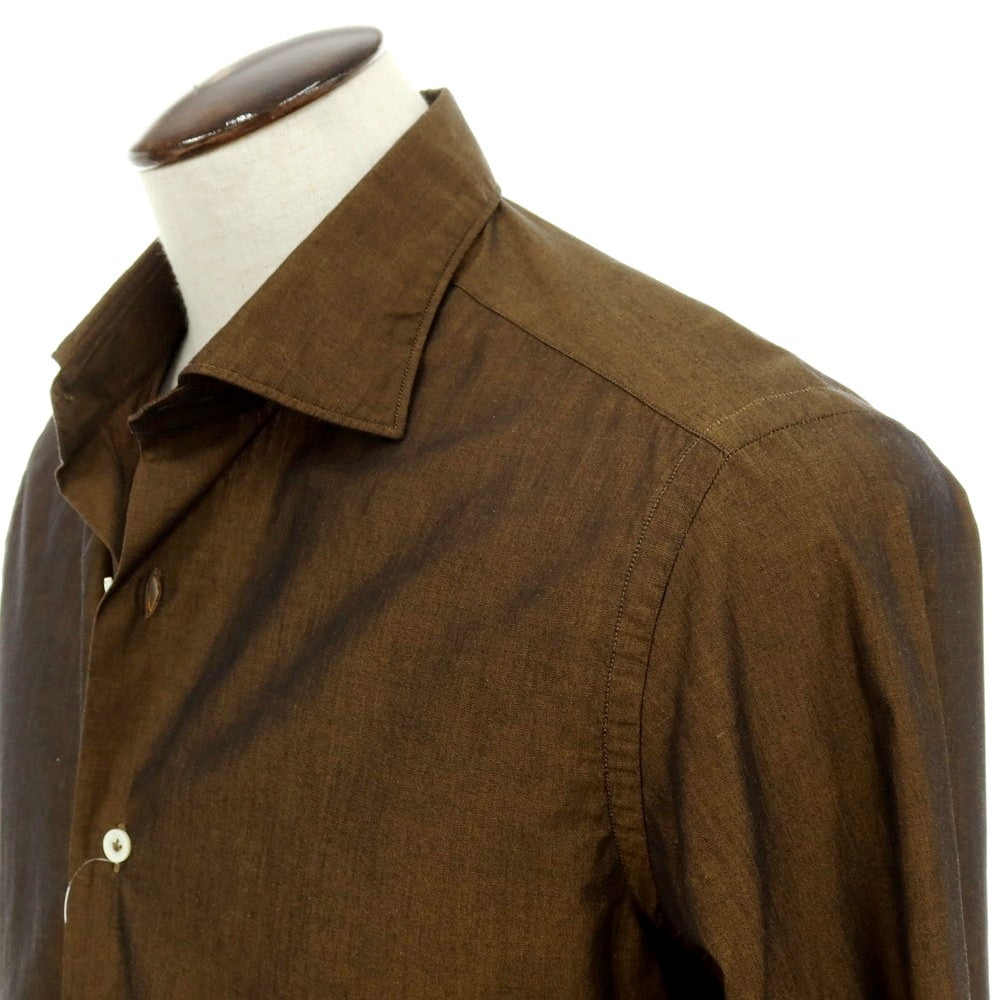 【中古】ジャンネット giannetto コットン ワイドカラー カジュアルシャツ ブラウン【サイズ42】【 状態ランクB 】【 メンズ 】