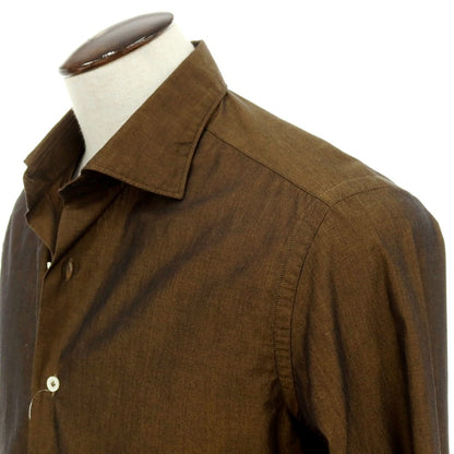 【中古】ジャンネット giannetto コットン ワイドカラー カジュアルシャツ ブラウン【サイズ42】【 状態ランクB 】【 メンズ 】