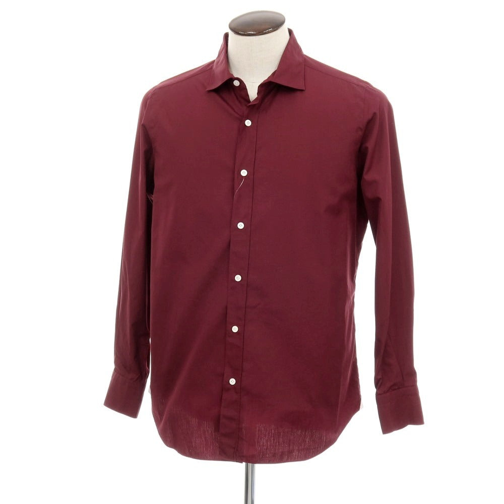 【中古】フィナモレ Finamore コットン ワイドカラー カジュアルシャツ ワインレッド【サイズL】【 状態ランクB 】【 メンズ 】