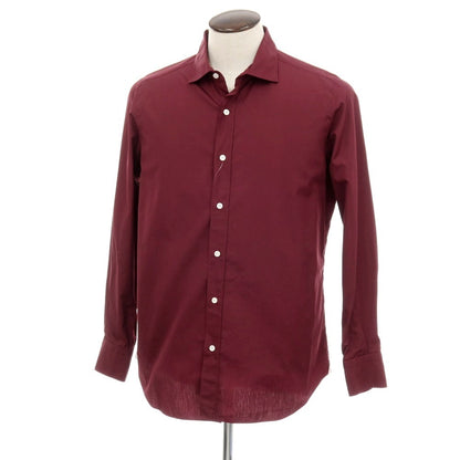 【中古】フィナモレ Finamore コットン ワイドカラー カジュアルシャツ ワインレッド【サイズL】【 状態ランクB 】【 メンズ 】