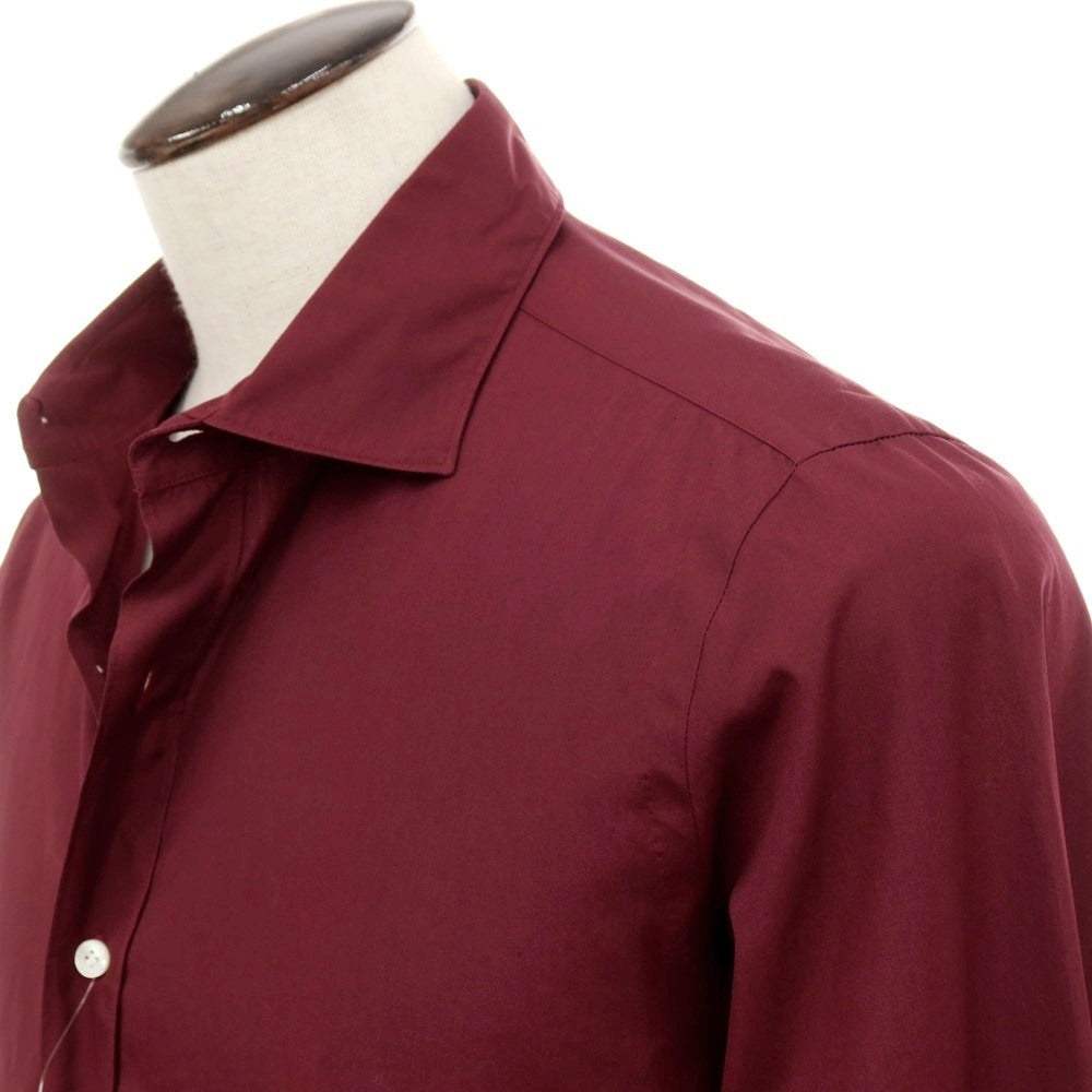 【中古】フィナモレ Finamore コットン ワイドカラー カジュアルシャツ ワインレッド【サイズL】【 状態ランクB 】【 メンズ 】