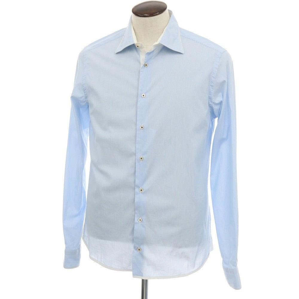 【中古】ラ グリエルミナ La guglielmina MILANO ストレッチ コットンナイロン ストライプ カジュアルシャツ ブルーxホワイト【サイズ41】【 状態ランクB 】【 メンズ 】