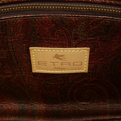 【中古】エトロ ETRO PVCキャンバス レザー ボストンバッグ ブラウン【 状態ランクD 】【 ユニセックス 】