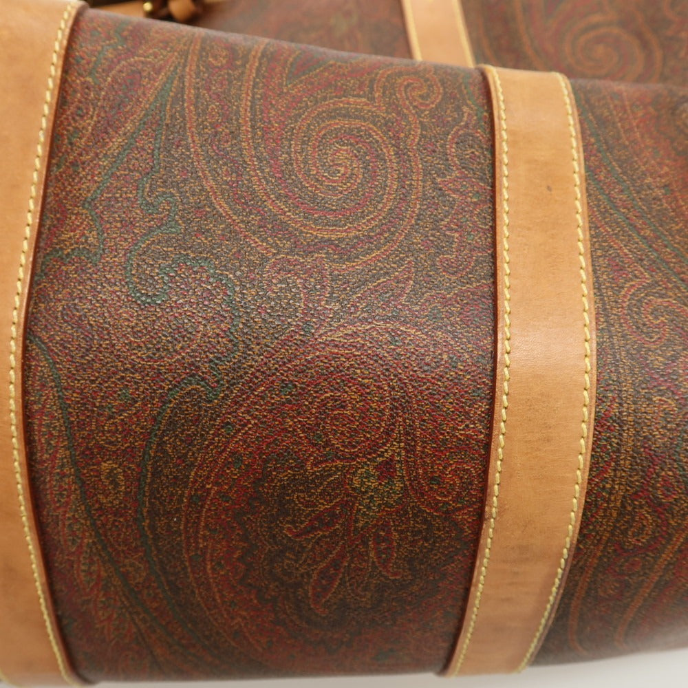 【中古】エトロ ETRO PVCキャンバス レザー ボストンバッグ ブラウン【 状態ランクD 】【 ユニセックス 】